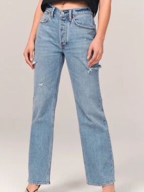 Abercrombie 90s Baggy Jeans Low Rise Size 31x12R Light Wash Y2K Grunge Denim